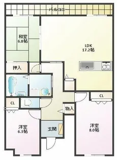 グリーンコートⅡ番館【1階】の間取り