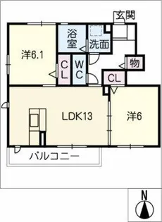 カーサ フェリース【1階】の間取り