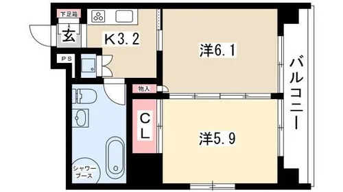 レインボーピア記念橋【0703号室】の間取り