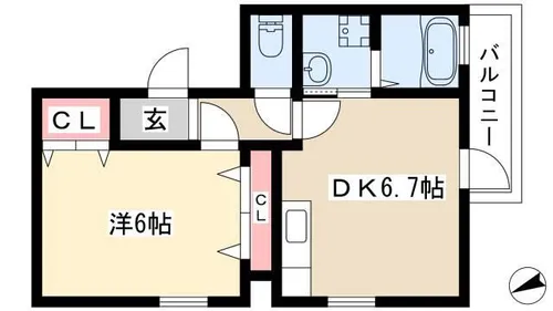 SKY TOWN FOUR【201号室】の間取り
