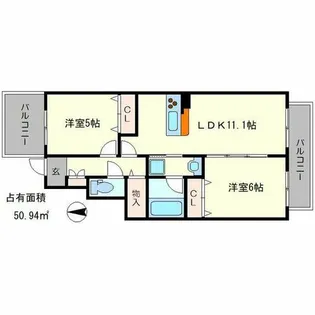 サウスリッシュ岩倉【1階】の間取り