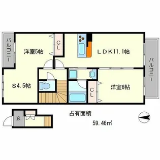 サウスリッシュ岩倉【2階】の間取り