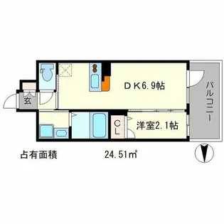 アクアプレイス京大北OX【4階】の間取り