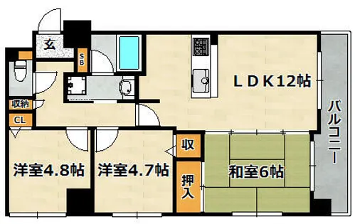 サンワプラザソレイユ兵庫【402号室】の間取り