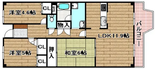 藤和コアティ高槻ハイタウンA棟【513号室】の間取り