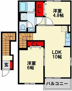 スリーワンスリーヒルズE【203号室】の間取り