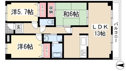 ハーベストヒルズ【202号室】の間取り