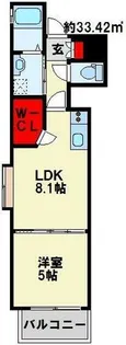サンクレシア戸畑駅前【108号室】の間取り