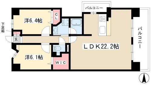 プロシード新瑞橋【5階】の間取り
