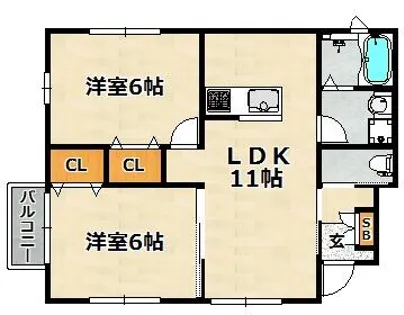 KARIN房王寺【101号室】の間取り