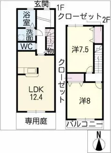 愛知県名古屋市守山区川上町【テラスハウス】の間取り