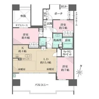 六甲アイランドCITY W7Residence9番館【5階】の間取り