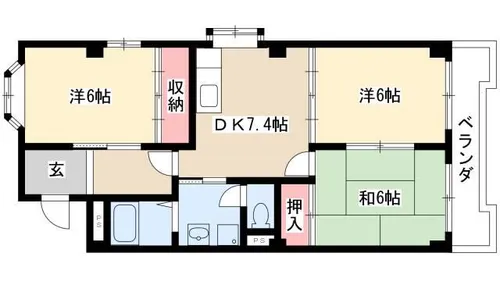 ベルシェ幸【301号室】の間取り