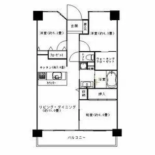 サーパス堀田【1103号室】の間取り