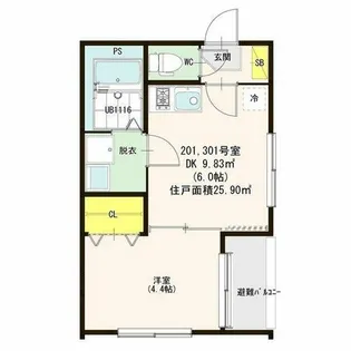 ハーモニーテラス松葉町V【2階】の間取り