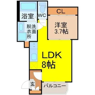 ハーモニーテラス河岸町【3階】の間取り