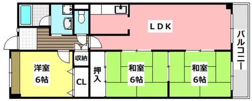 ルノン茨木【303号室】の間取り