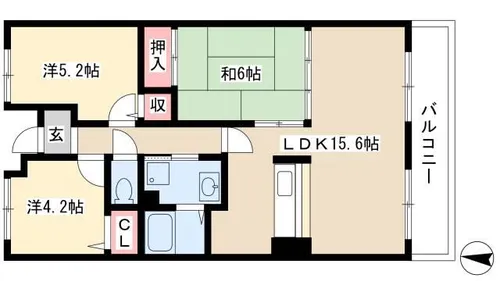 グランドヒルズ当知1番館【305号室】の間取り