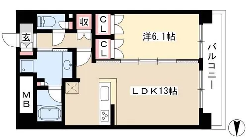 グラン・アベニュー名駅【1302号室】の間取り