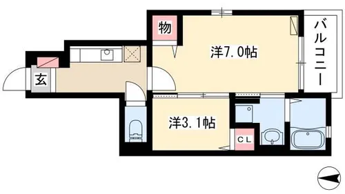 AT・ヴィレッジ【101号室】の間取り