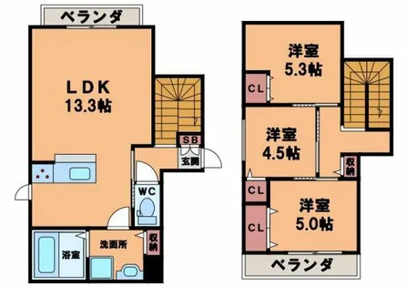プロフーデュ美章園【1階】の間取り