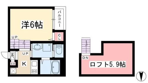 ハーモニーテラス松園【105号室】の間取り