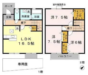 ローズコート今宿【1階】の間取り