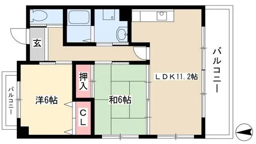 エクセラ大野木二番館【102号室】の間取り