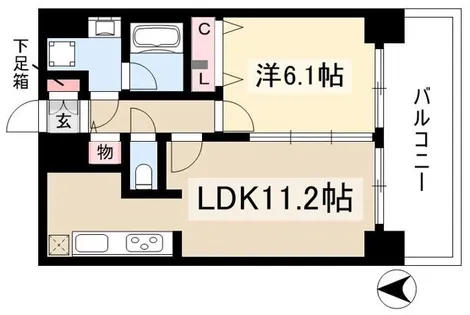 プレサンス名古屋STATIONアブソリュート【14階】の間取り