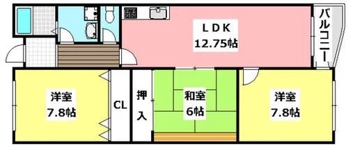 ウイングビュー鮎川【302号室】の間取り