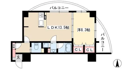さくらHillsリバーサイドEAST【0805号室】の間取り