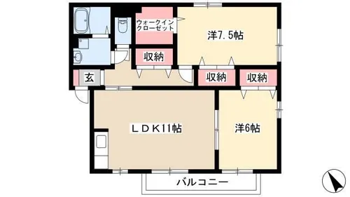 グランヴェール【A101号室】の間取り