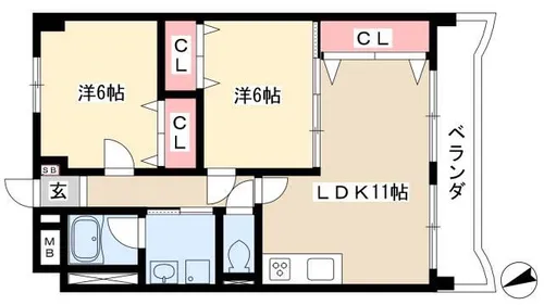 上高畑コーポ丸万【4階】の間取り