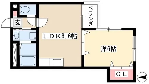 1LDKの間取り画像