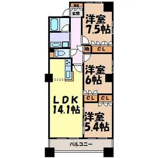 パークアクシス白壁【9階】の間取り