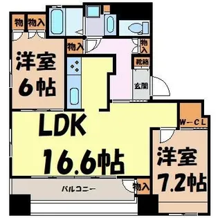 パシフィックコンフィート丸の内【7階】の間取り