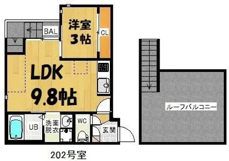 GRANDTIC茶屋ヶ坂【2階】の間取り