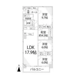 グランドヴュー島本【13階】の間取り