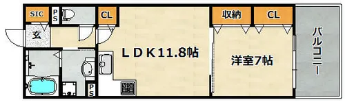 ツイン大開【7階】の間取り