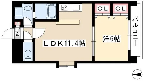 フラットS【201号室】の間取り