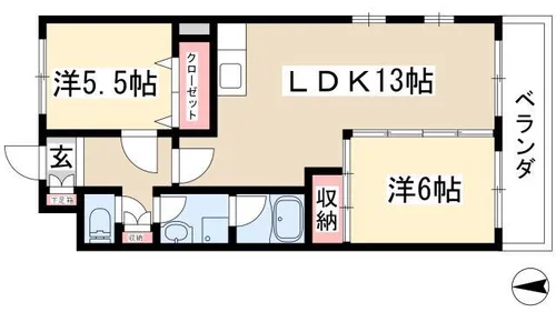 ローズシティ【408号室】の間取り