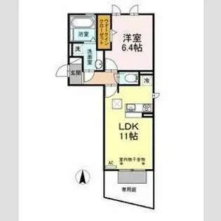 エスポワールHUG【1階】の間取り