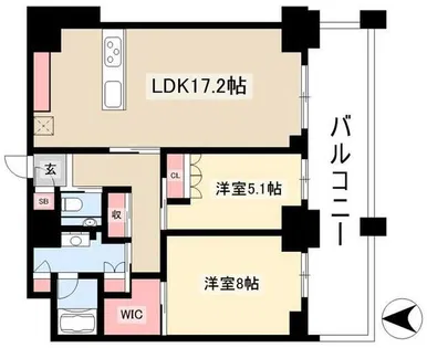栄タワーヒルズ【19階】の間取り