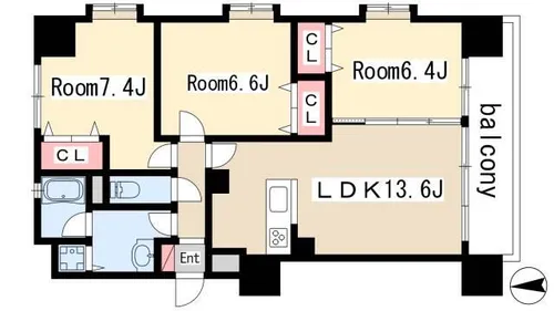 プロシード新瑞橋【3階】の間取り