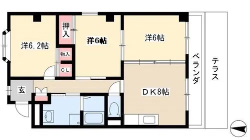 WAVE HOUSE【101号室】の間取り