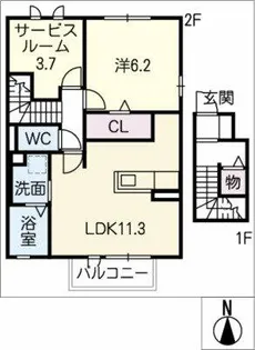 ハイモール Ⅲ棟【205号室】の間取り