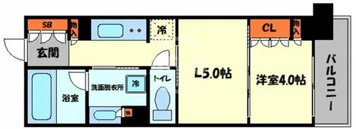 ブランズ大阪福島【14階】の間取り
