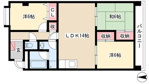 マンションコスモス【303号室】の間取り