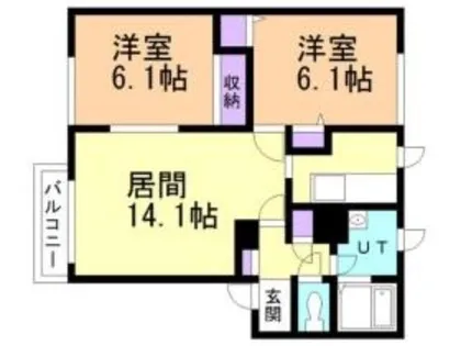 オークヒルコートC【1階】の間取り