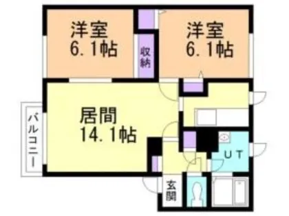 オークヒルコートC【1階】の間取り